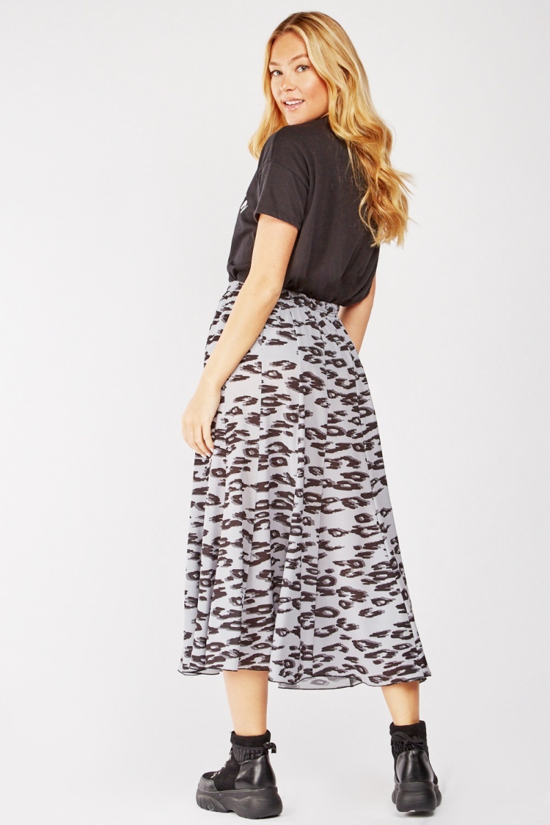 Leopard Print Sheer Midi Skirt - Just $6