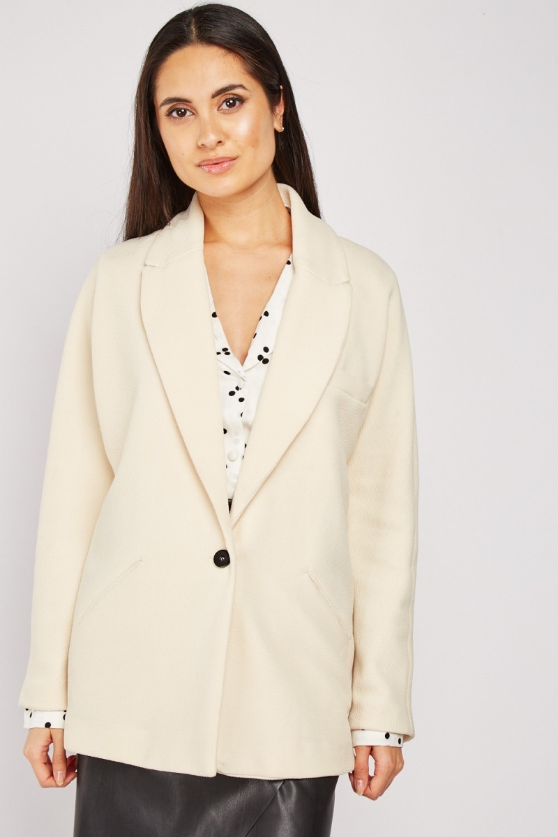 Single Button Front Jacket - Navy - Just $7