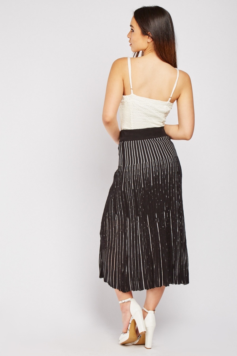 Ribbed Panel Midi Knit Skirt - 3 Colours - Just $7