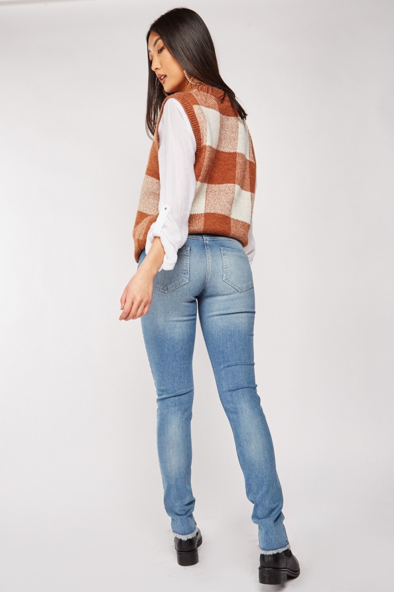 frayed ankle skinny jeans