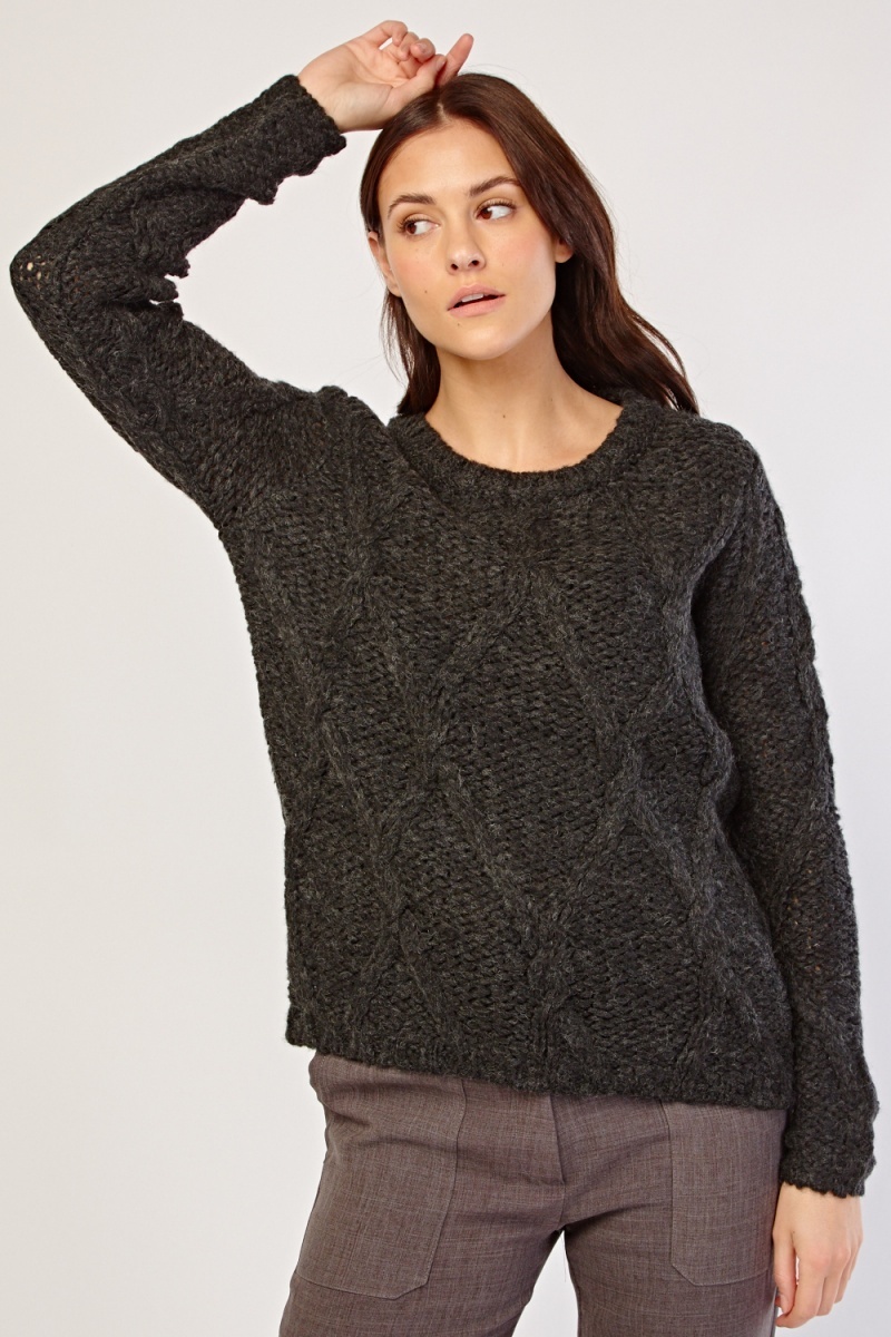 Diamond Pattern Knitted Jumper - 4 Colours - Just $7