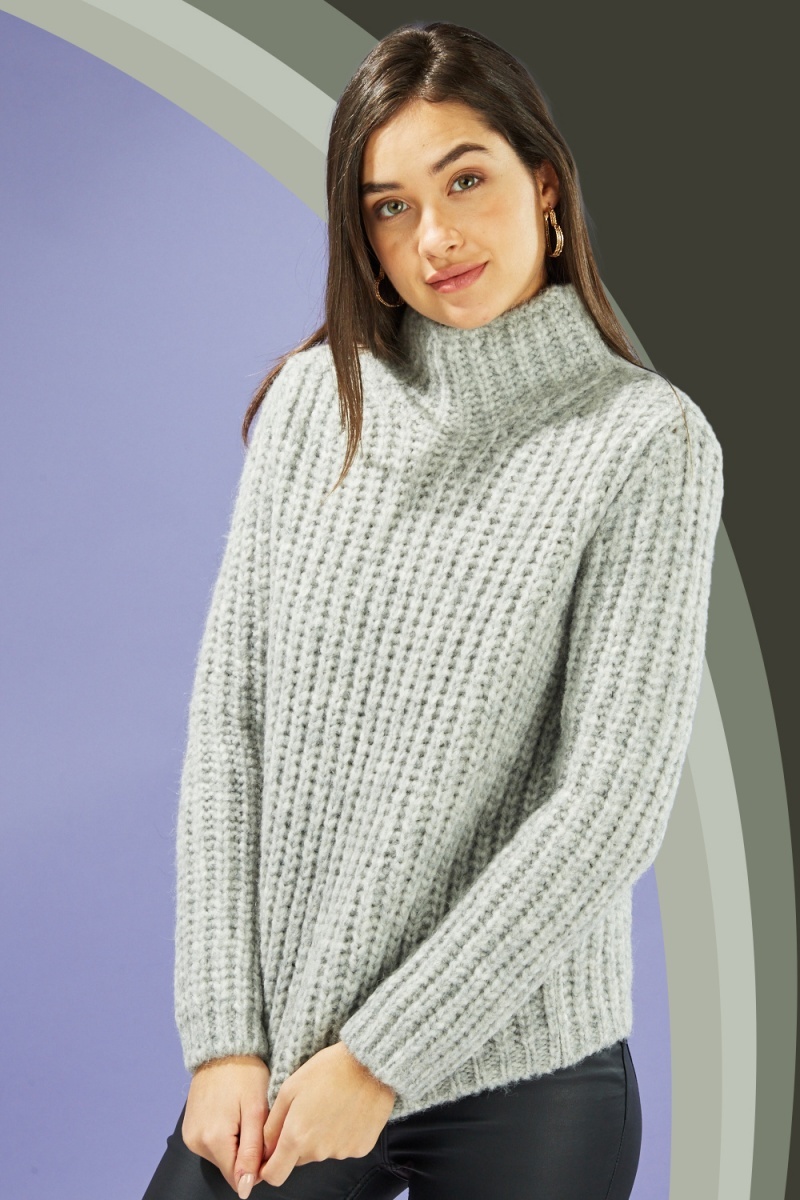 High Neck Chunky Knit Jumper - Just $7