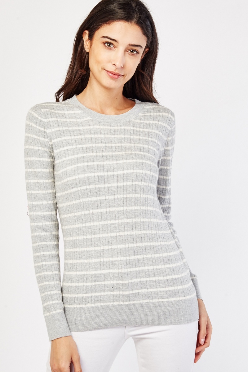 Striped Cable Knit Cotton Top Just 7