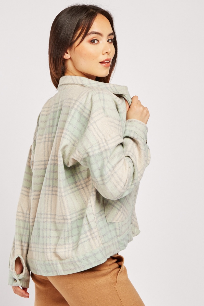 shein plaid flap pocket overshirt