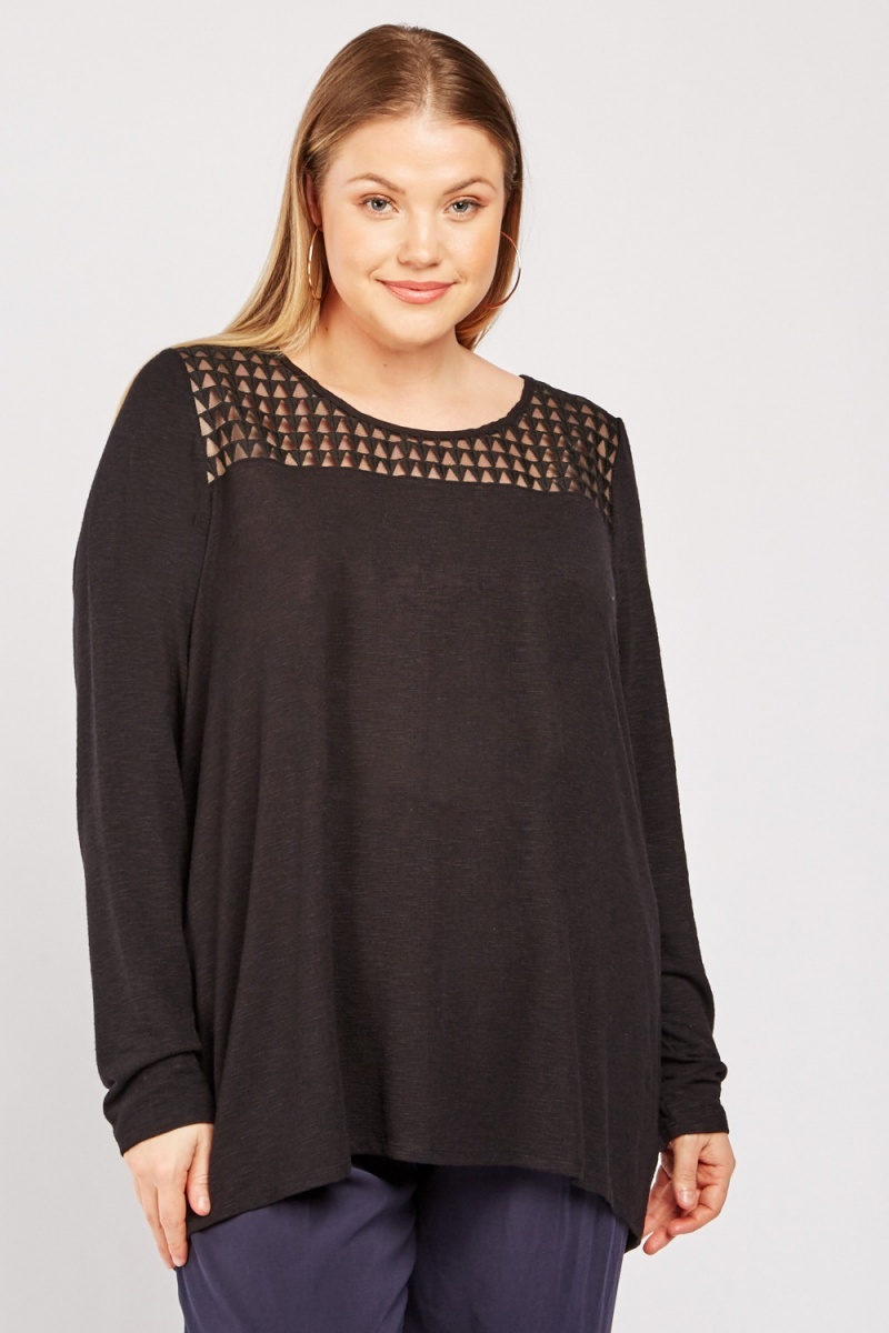 Triangle Embroidered Mesh Top - Just $7