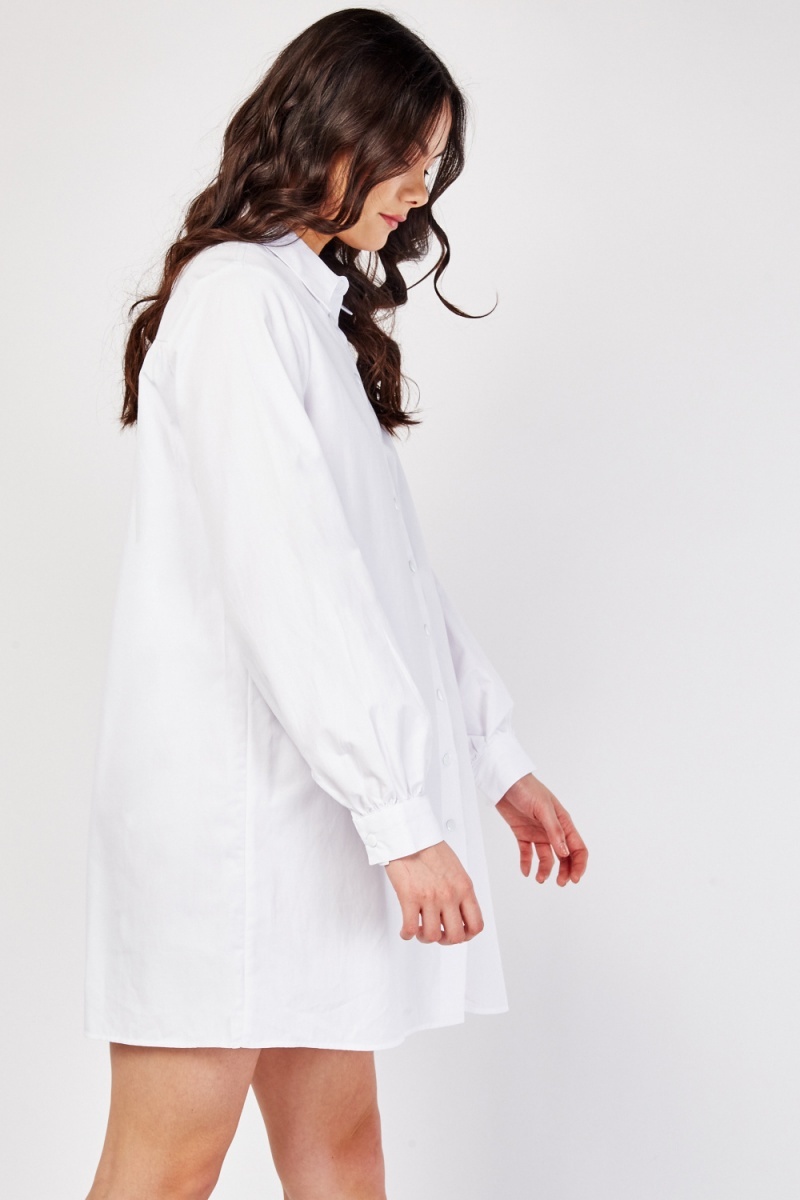 white balloon sleeve shirt dress