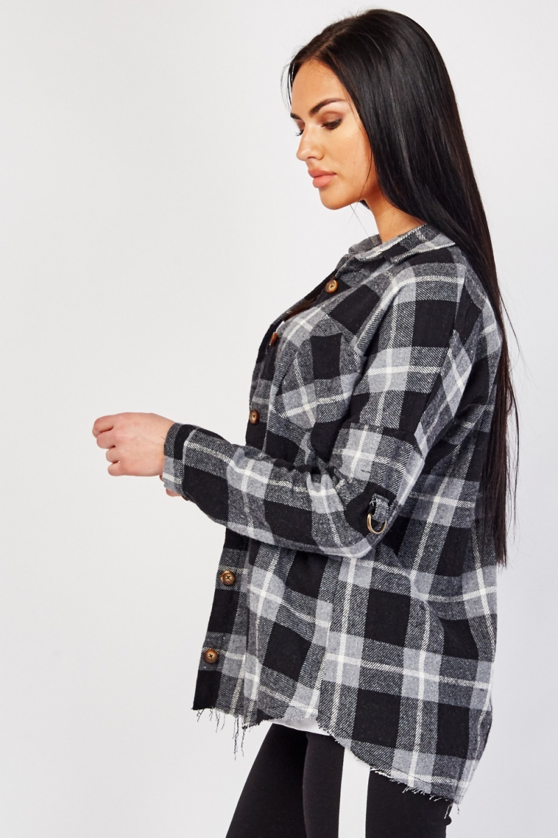 Long Sleeve Checkered Sweatshirt - Just $7