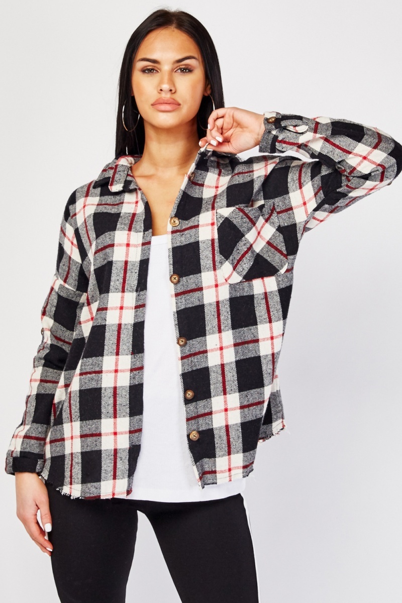 Long Sleeve Checkered Sweatshirt - Just $7