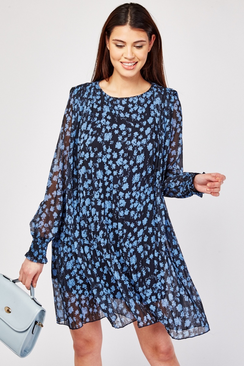 blue floral tunic dress