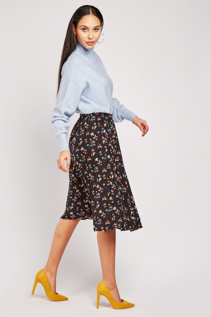 Printed Floral Midi Skirt - Just $6