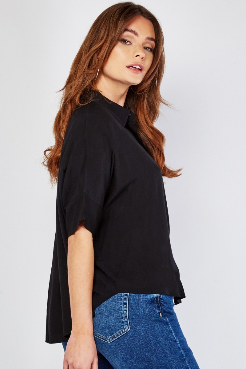 Button Up Batwing Shirt - Olive - Just $7