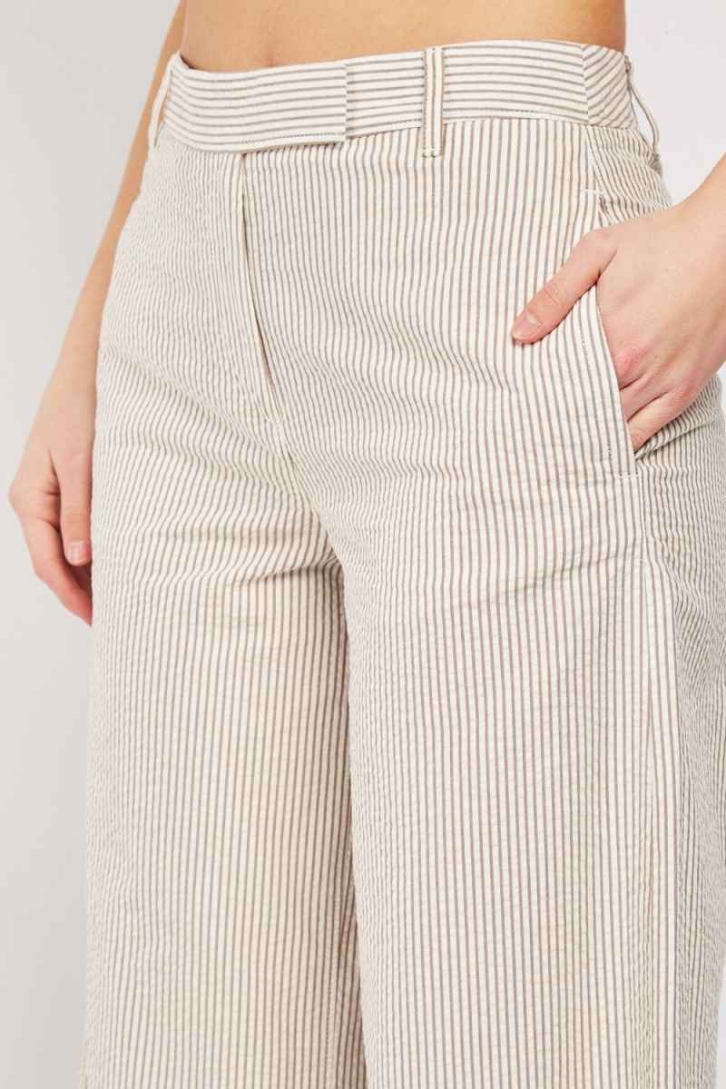 Crinkle Wide Leg Cotton Trousers - Just $7