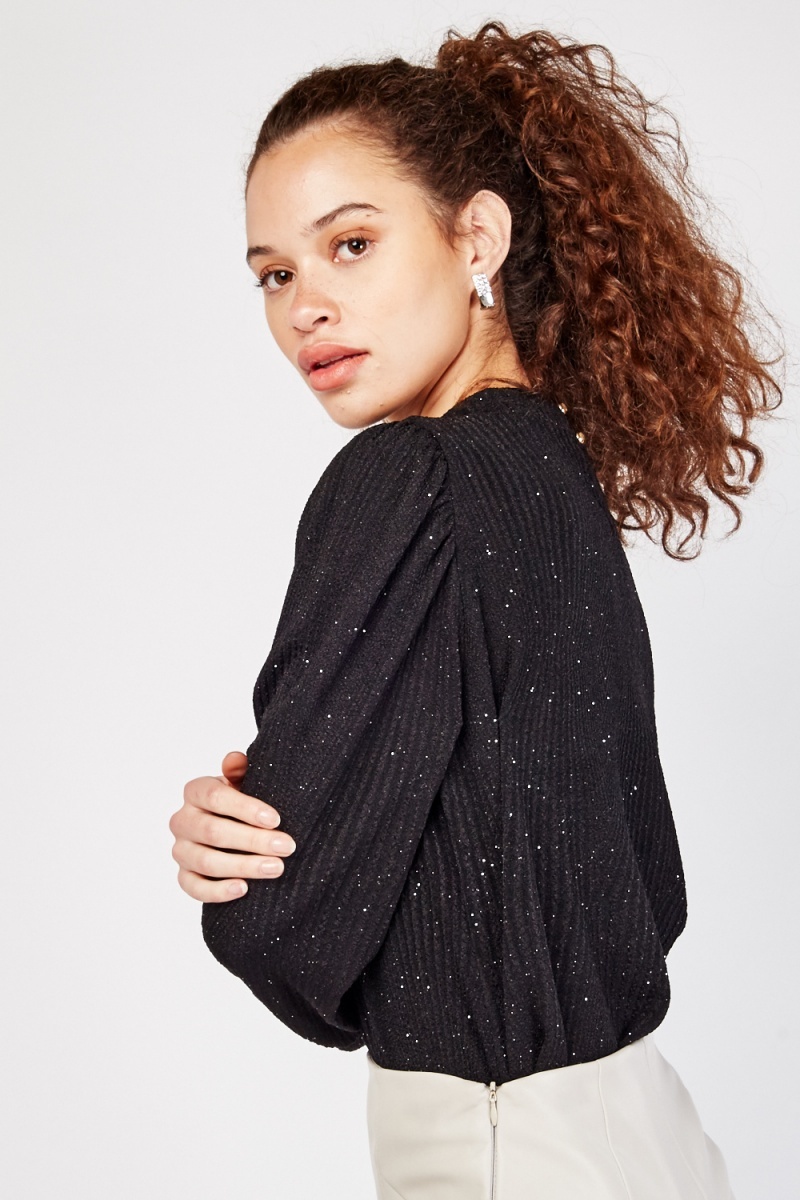 Gathered Sleeve Shimmery Top - Just $7