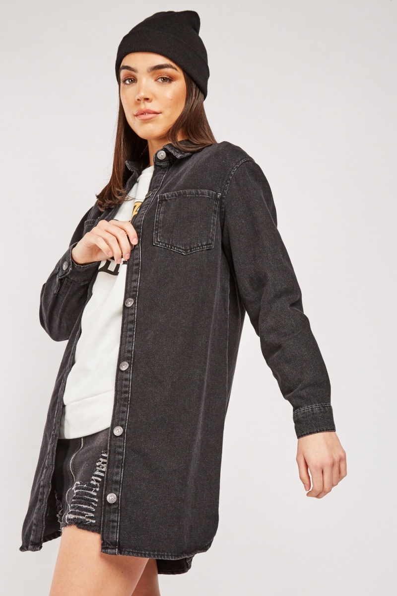 Long Line Denim Shacket - Just $7