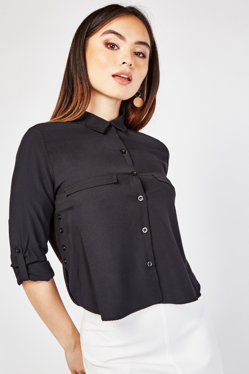 Roll Up Sleeve Plain Shirt - 3 Colours - Just $7