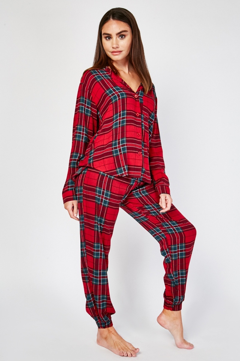 Tartan Print Cotton Pyjama Set - Just $7