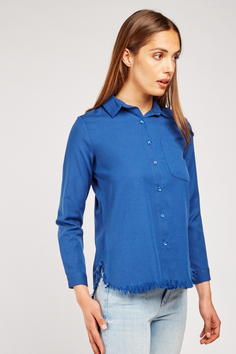 Raw Hem Long Sleeve Shirt - 3 Colours - Just $3