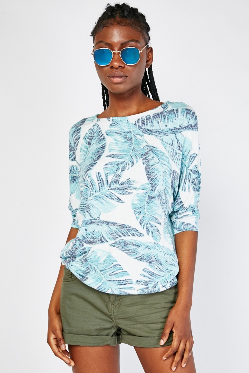 Tropical Leaf Print Top - Just $7