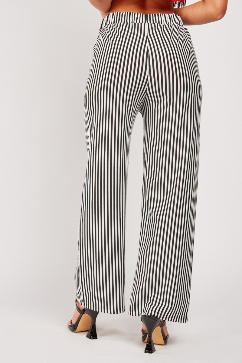 Vertical Striped Trousers - White/Black - Just $7