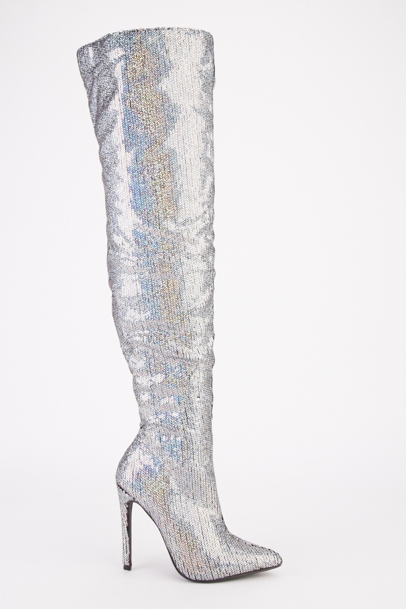 Sequin Knee High Boots - Just $7