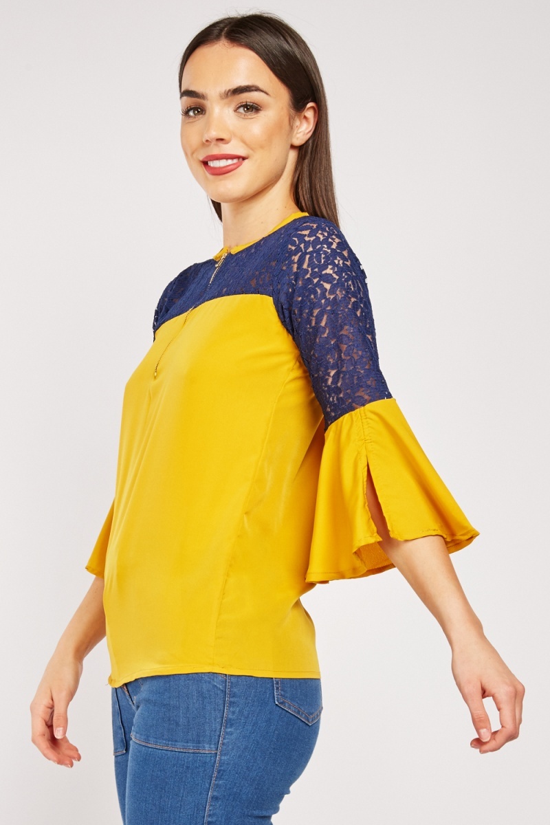 bell sleeve lace top