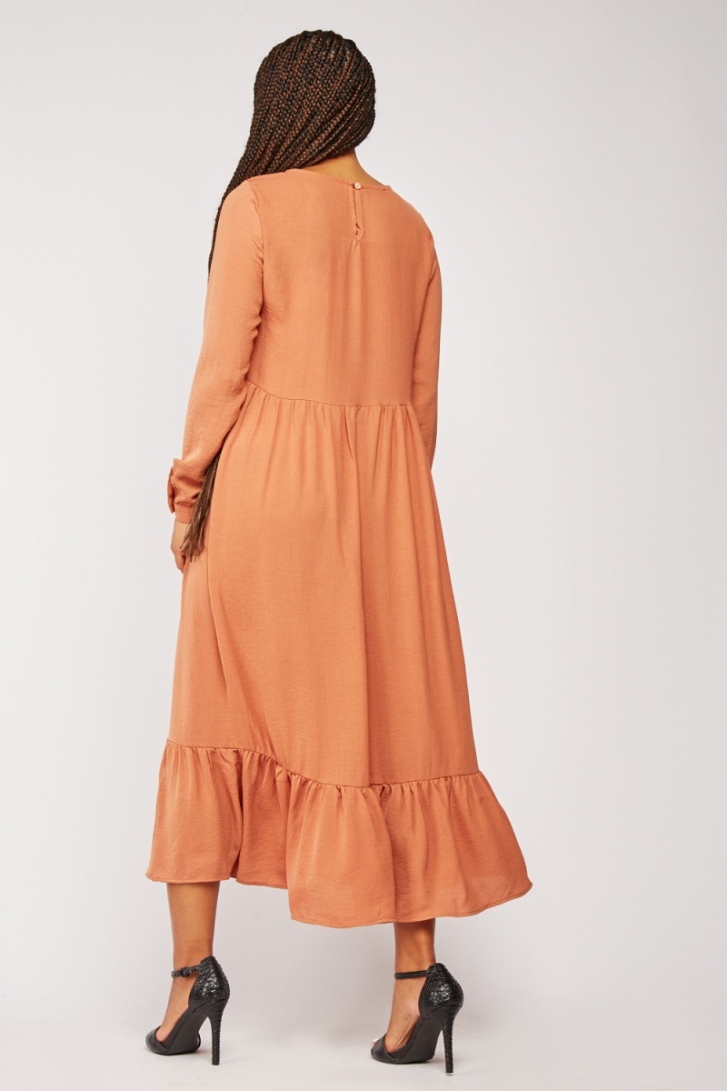 oversized tiered maxi shirt dress