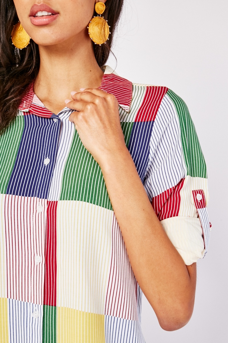 Vertical Striped Button Up Shirt - Just $6