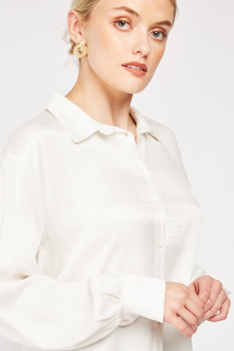 Textured Button Up Shirt - White - Just $7