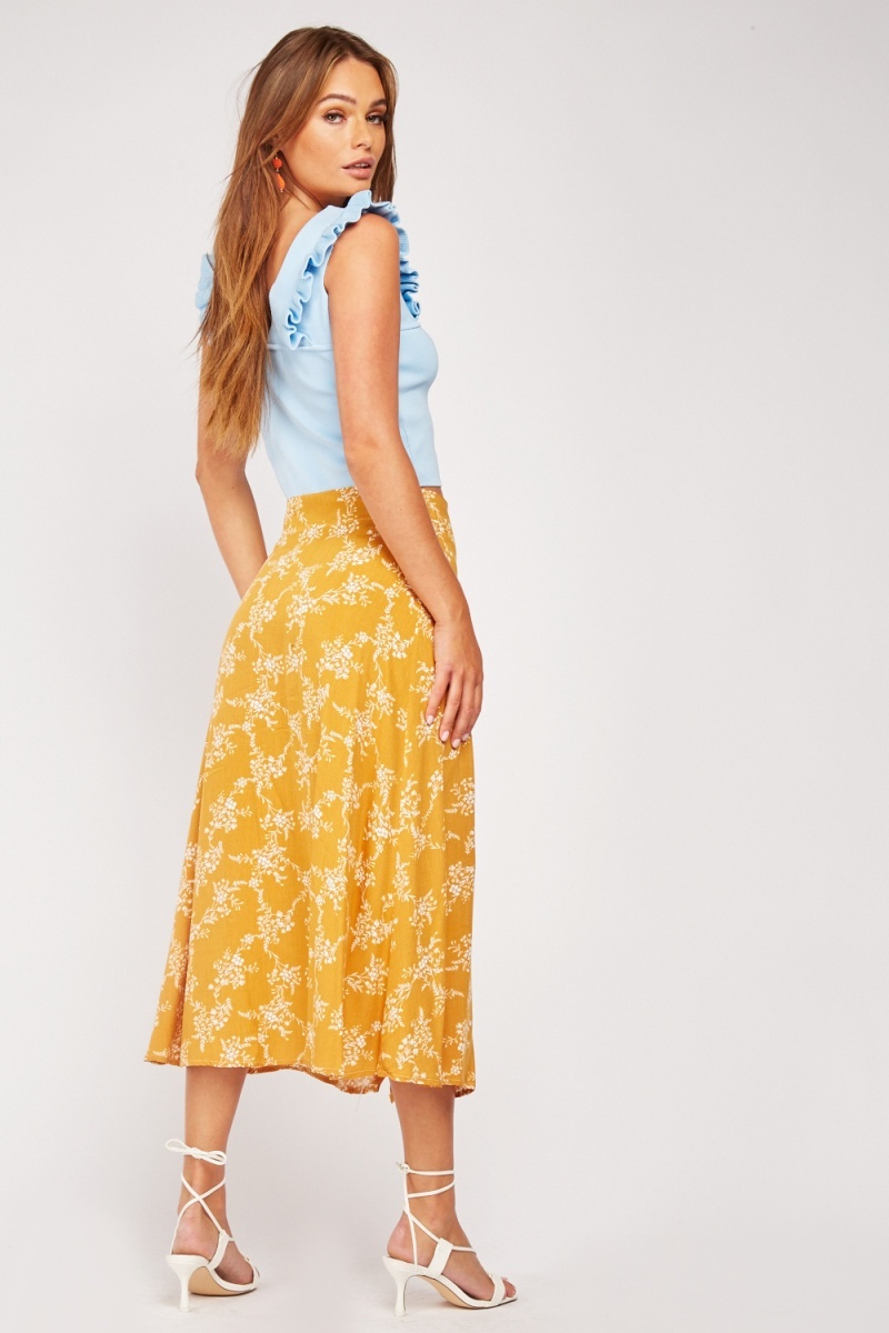 Floral Print Midi Skirt - 4 Colours - Just $7