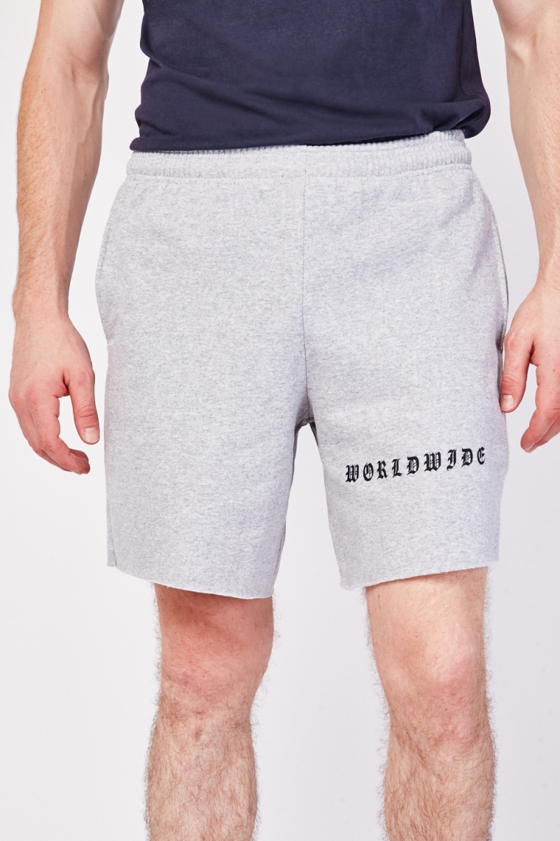 Printed Mens Joggers Shorts - Light Grey - Just $7