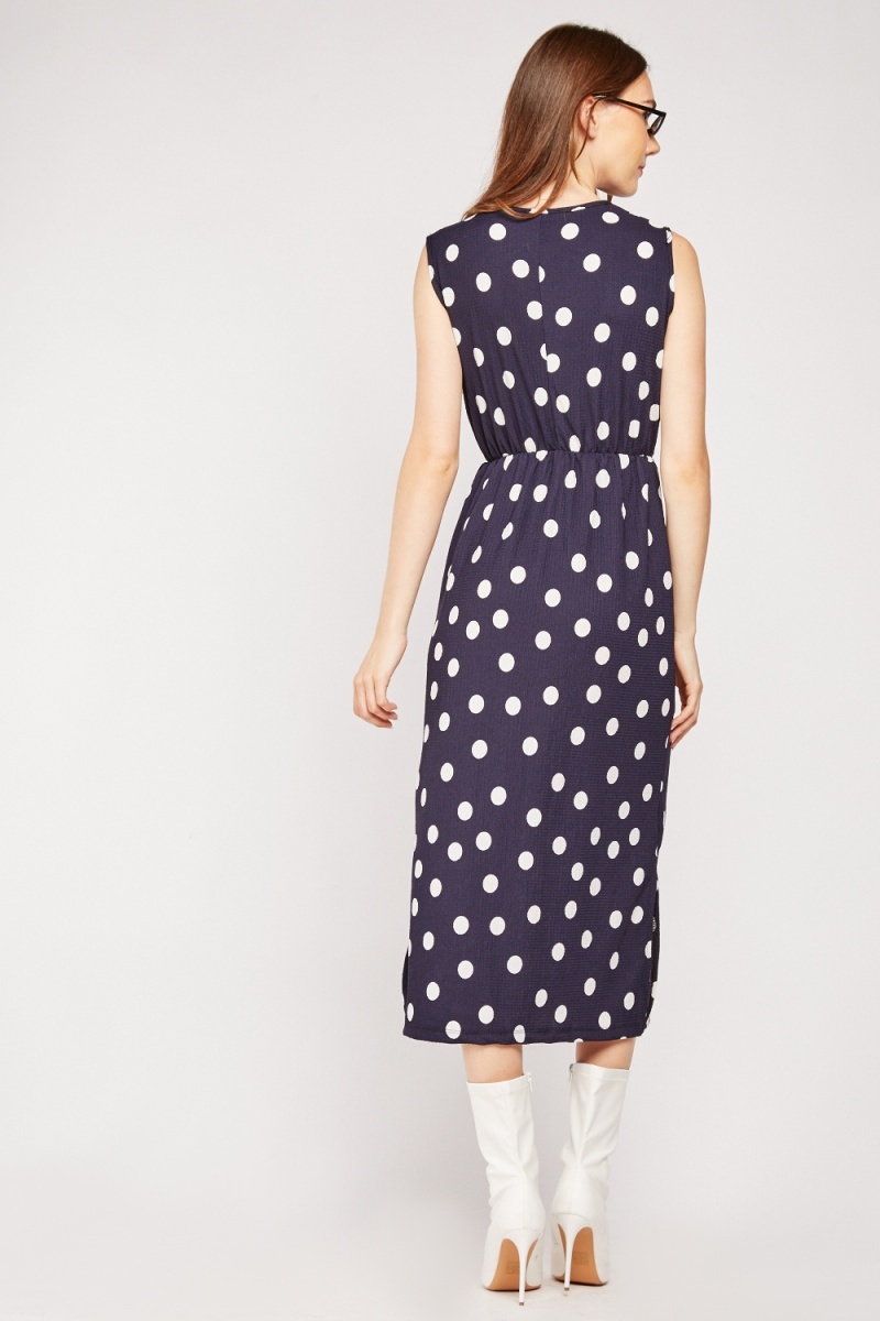 polka dot belted midi shirt dress