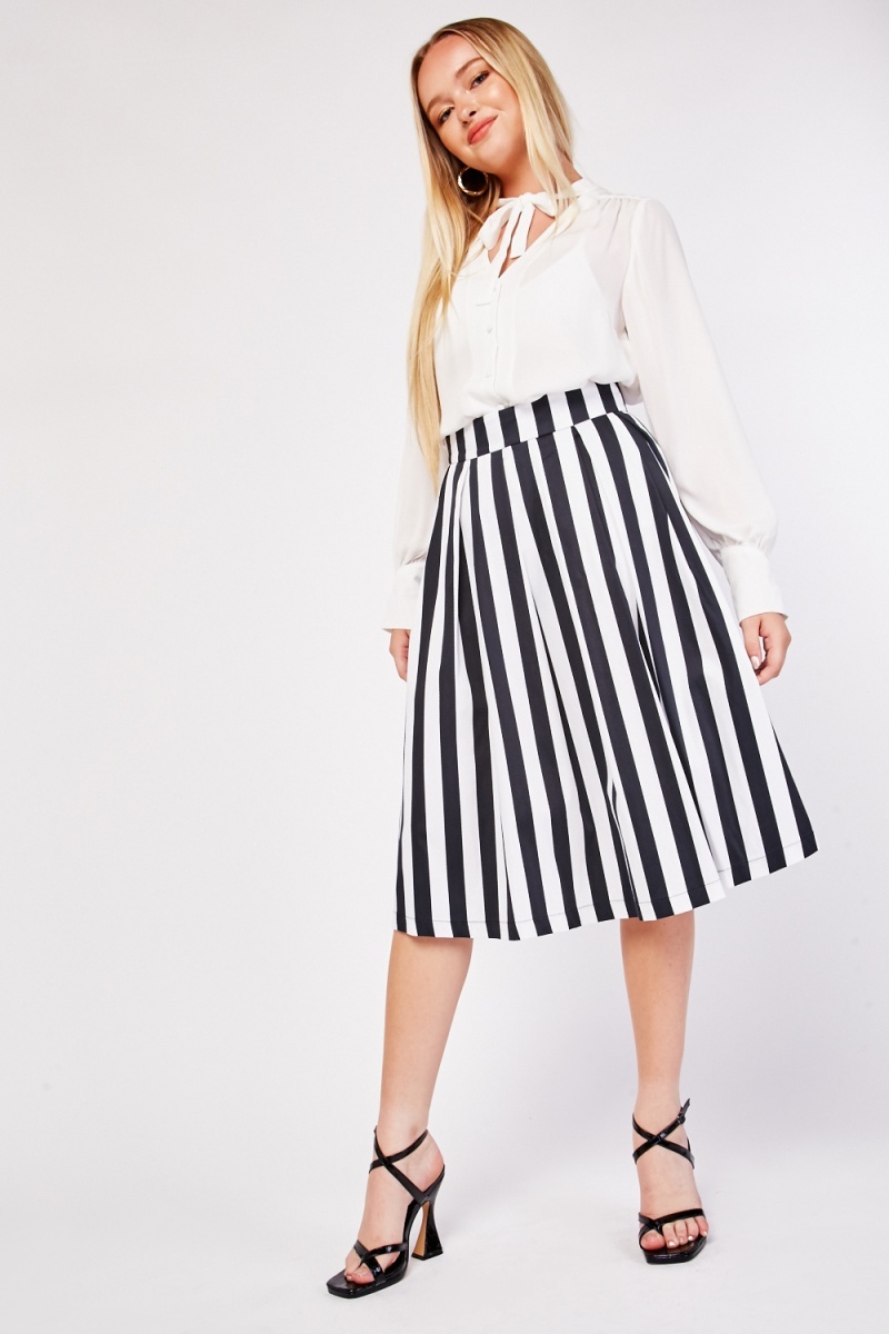 Vertical Striped Midi Skirt - Just $7