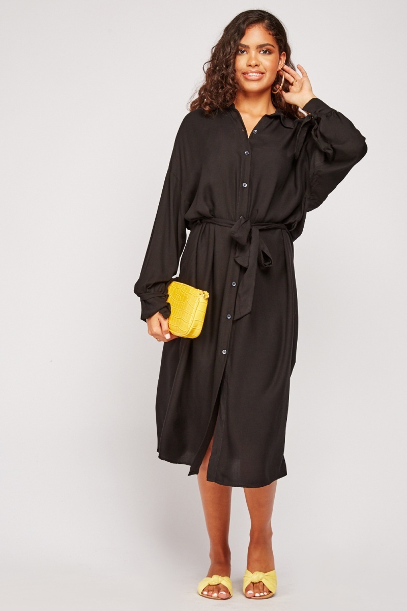 Belted Shirt Midi Dress - 3 Colours - Just $7