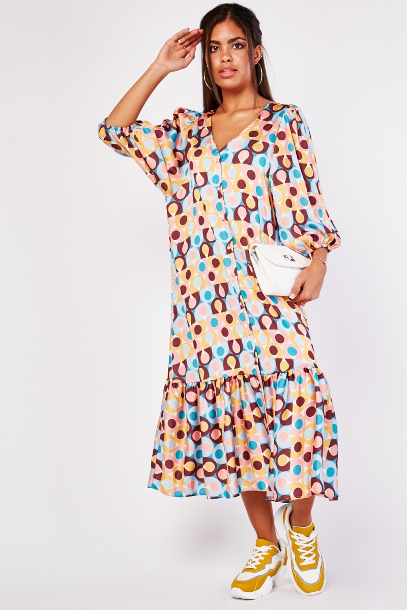 Geo Print Tiered Maxi Dress - Just $6