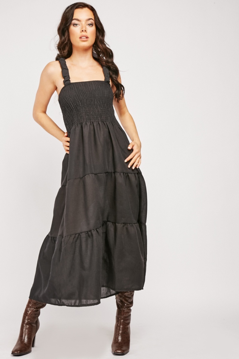 Scrunchy Strap Maxi Tiered Dress - Just $3