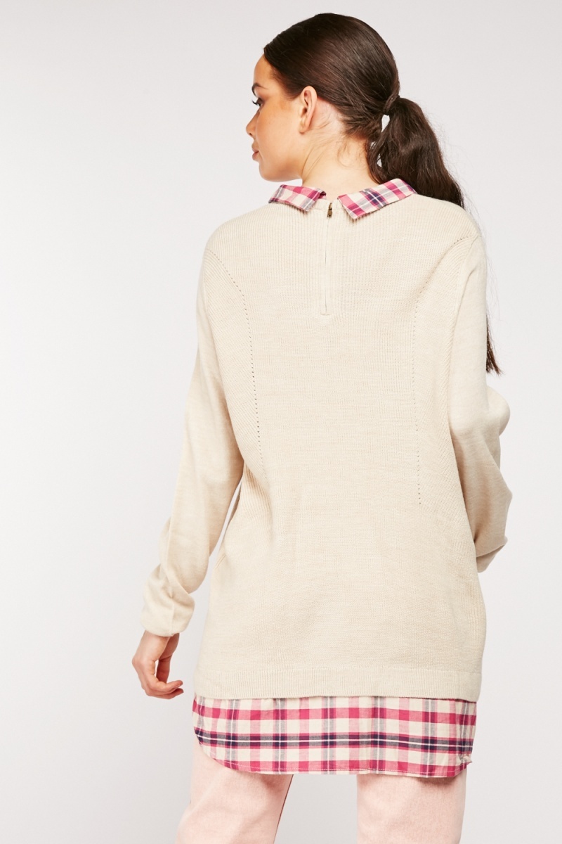 jumper with shirt underlay