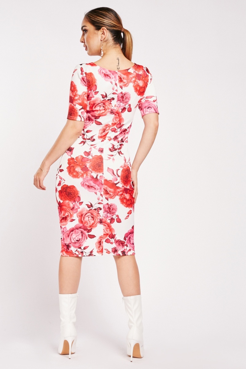 Large Floral Print Midi Dress