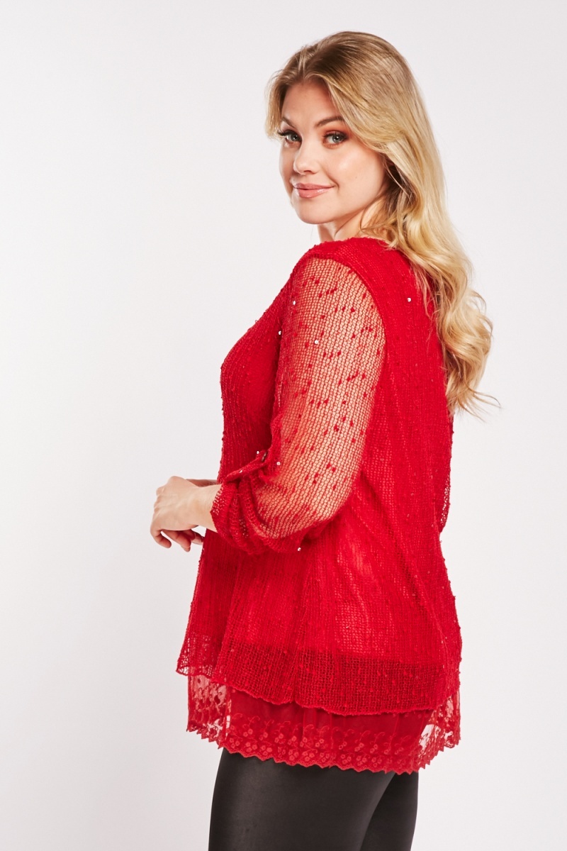 bobble-knit-laced-trim-top