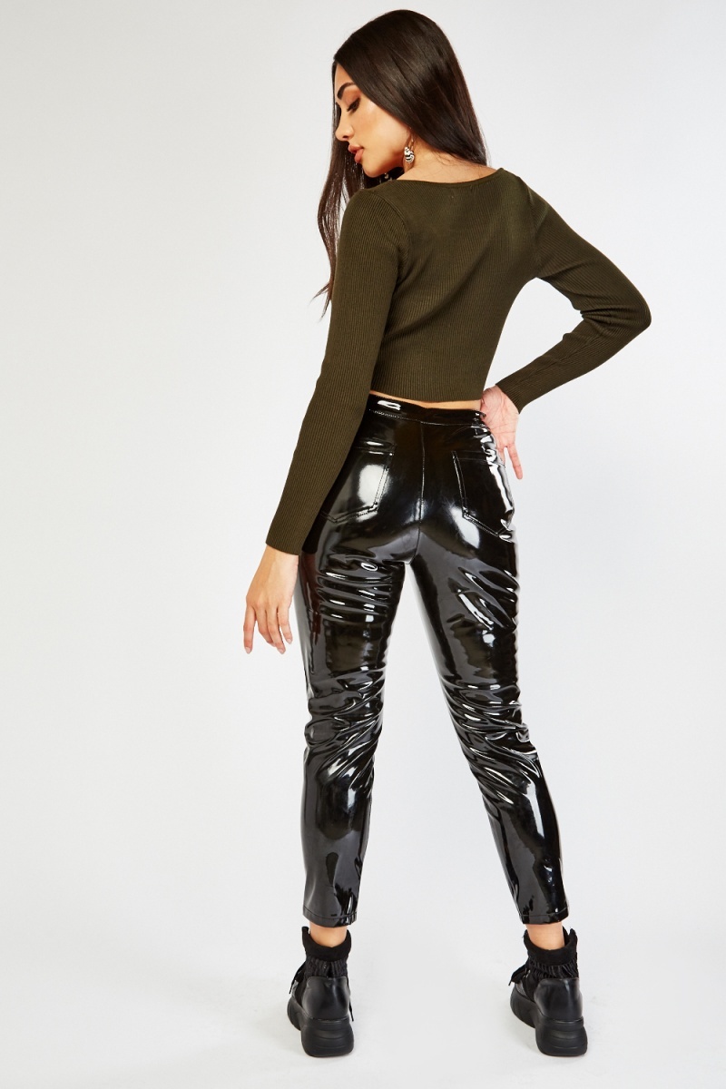 Discover more than 83 black shiny trousers super hot - in.cdgdbentre