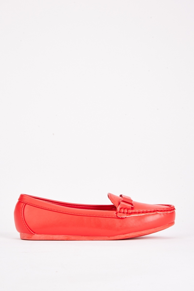 Slip On Faux Leather Loafers - Red - Just $3
