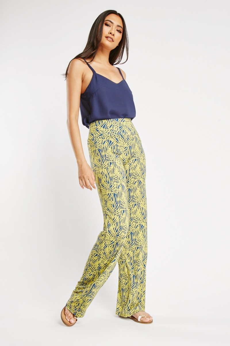Light Weight Two Tone Trousers - Lime/Dark Blue - Just $3