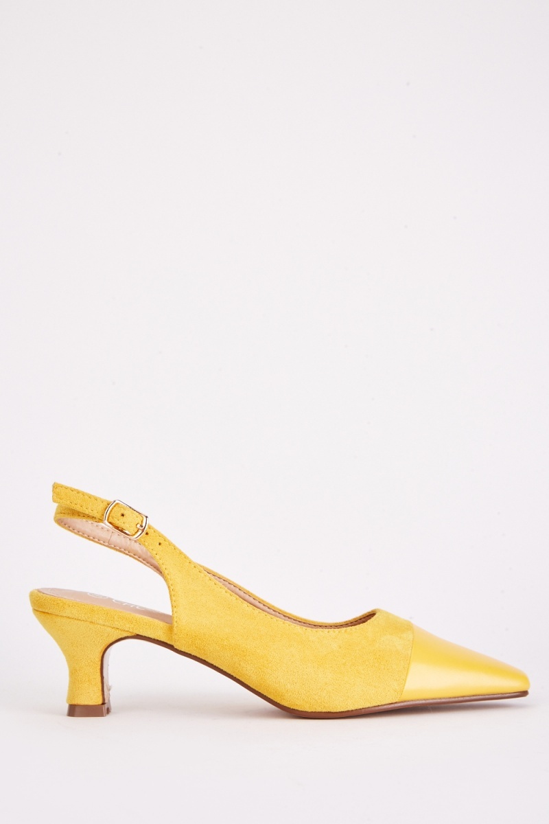 Slingback Suedette Court Heels - Yellow - Just $7