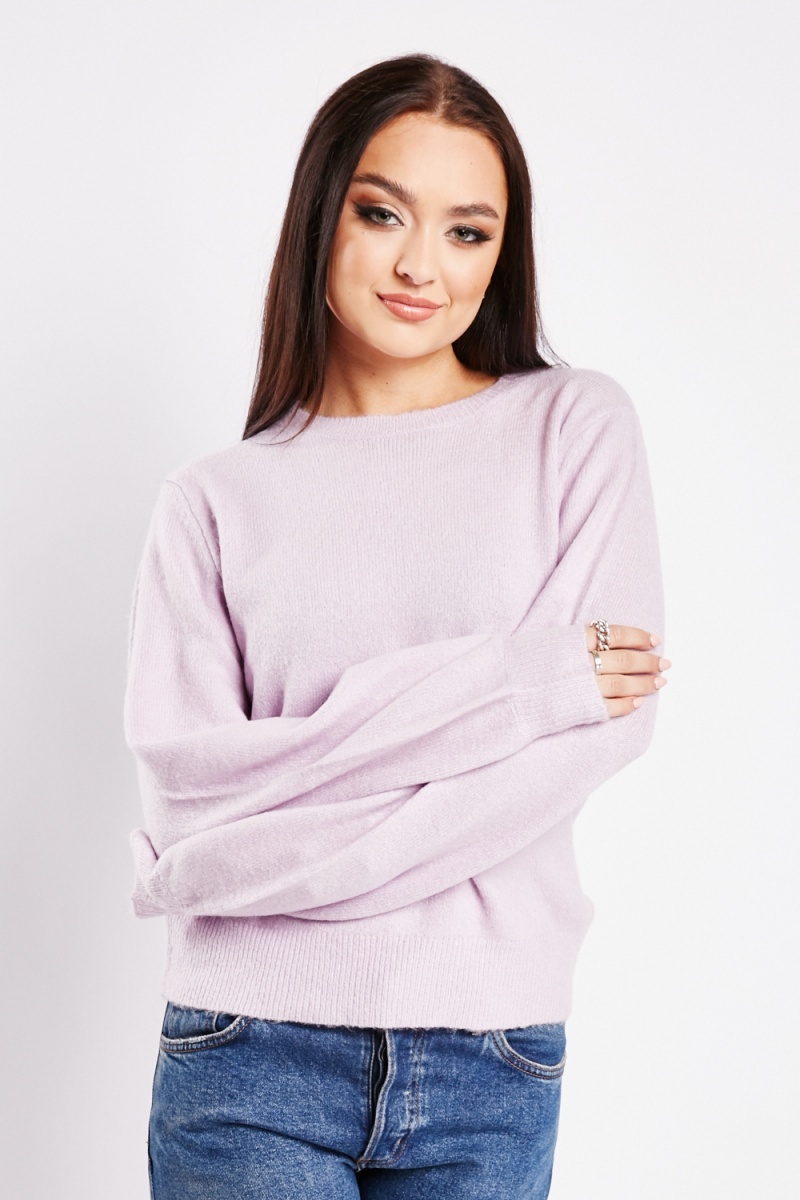 Lilac Knitted Casual Jumper - Just $7