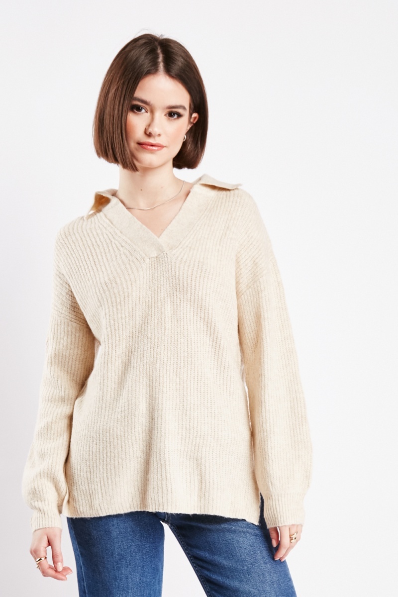 Collared Knit Jumper - 3 Colours - Just $7