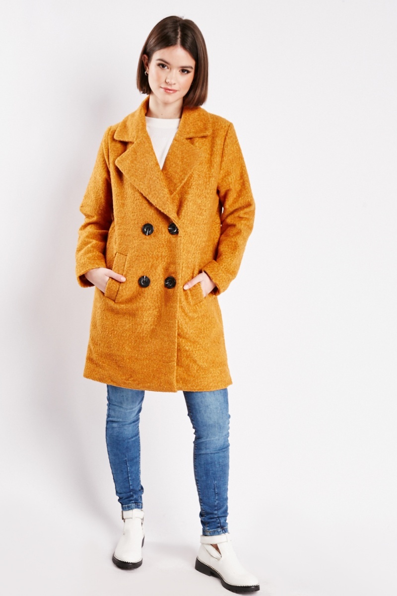 Double Breasted Long Coat - Light Brown - Just $11