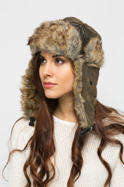 Distressed Faux Leather Ski Hat - Just $7