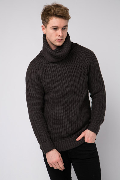 mens thick polo neck jumpers