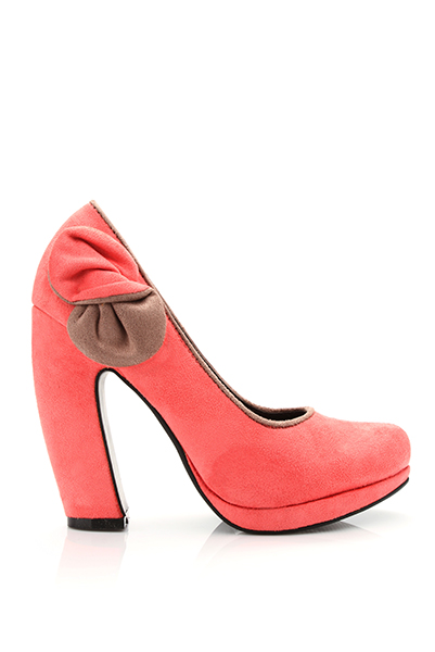 Curved Heel Suedette Bow Shoes