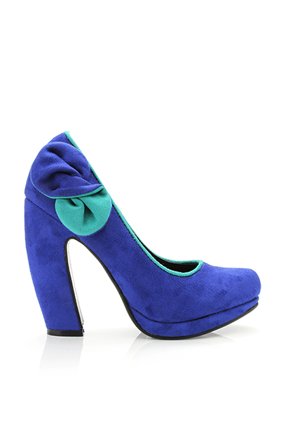 Curved Heel Suedette Bow Shoes