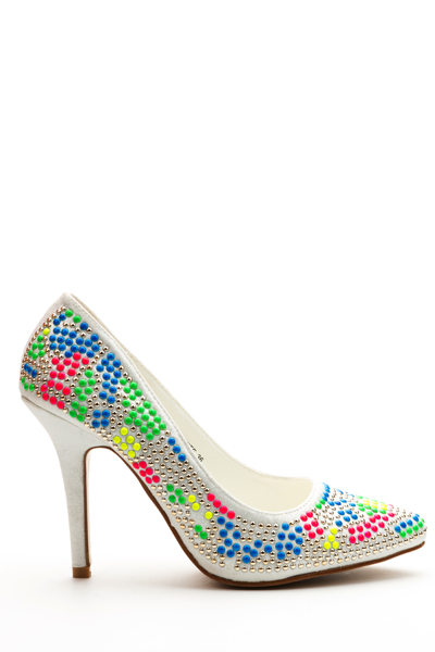 neon court heels